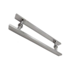 Puxador H duplo 40x30cm reto barra chata para porta de vidro e portão - Cromado