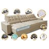Sofá Retrátil e Reclinável 3.52M com Molas Ensacadas Cama Inbox Gold Tecido Suede Velusoft Bege - 3
