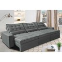 Ver imagem 1 de Sofá Retrátil e Reclinável 3.52M com Molas Ensacadas Cama Inbox Gold Tecido Suede Velusoft Cinza