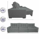 Ver imagem 2 de Sofá Retrátil e Reclinável 3.52M com Molas Ensacadas Cama Inbox Gold Tecido Suede Velusoft Cinza