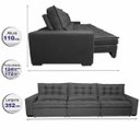 Ver imagem 2 de Sofá Retrátil e Reclinável 3.52M com Molas Ensacadas Cama Inbox Gold Tecido Suede Velusoft Preto