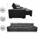 Ver imagem 2 de Sofá Retrátil e Reclinável 3.82M Austin com Molas No Assento Tecido Suede Velusoft Preto