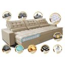 Ver imagem 3 de Sofá Retrátil e Reclinável 3.82M com Molas Ensacadas Cama Inbox Gold Tecido Suede Velusoft Bege