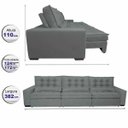 Ver imagem 2 de Sofá Retrátil e Reclinável 3.82M com Molas Ensacadas Cama Inbox Gold Tecido Suede Velusoft Cinza