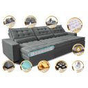 Ver imagem 3 de Sofá Retrátil e Reclinável 3.82M com Molas Ensacadas Cama Inbox Gold Tecido Suede Velusoft Cinza