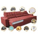 Ver imagem 3 de Sofá Retrátil e Reclinável 3.82M com Molas Ensacadas Cama Inbox Gold Tecido Suede Velusoft Vermelho