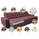 Ver imagem 3 de Sofá Retrátil e Reclinável 3.82M com Molas Ensacadas Cama Inbox Gold Tecido Suede Velusoft Vinho