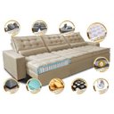 Ver imagem 3 de Sofá Retrátil e Reclinável 4.12M com Molas Ensacadas Cama Inbox Gold Tecido Suede Velusoft Bege