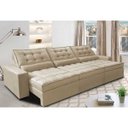 Ver imagem 1 de Sofá Retrátil e Reclinável 4.12M com Molas Ensacadas Cama Inbox Gold Tecido Suede Velusoft Bege