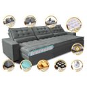 Ver imagem 3 de Sofá Retrátil e Reclinável 4.12M com Molas Ensacadas Cama Inbox Gold Tecido Suede Velusoft Cinza