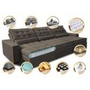 Ver imagem 3 de Sofá Retrátil e Reclinável 4.12M com Molas Ensacadas Cama Inbox Gold Tecido Suede Velusoft Café