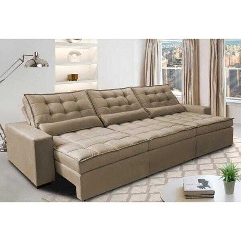 Sofá Retrátil e Reclinável 4.12M com Molas Ensacadas Cama Inbox Gold Tecido Suede Velusoft