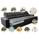 Ver imagem 3 de Sofá Retrátil e Reclinável 4.12M com Molas Ensacadas Cama Inbox Gold Tecido Suede Velusoft Preto