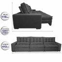 Ver imagem 2 de Sofá Retrátil e Reclinável 4.12M com Molas Ensacadas Cama Inbox Gold Tecido Suede Velusoft Preto