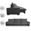 Ver imagem 2 de Sofá Retrátil e Reclinável 3.52m com Molas Ensacadas Cama Inbox Soft Tecido Suede Velusoft Cinza