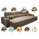 Ver imagem 3 de Sofá Retrátil e Reclinável 3.82M Austin com Molas No Assento Tecido Suede Velusoft Castor