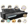 Sofá Retrátil e Reclinável 3.52m com Molas Ensacadas Cama Inbox Soft Tecido Suede Velusoft Preto - 3