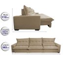 Ver imagem 2 de Sofá Retrátil e Reclinável 3.82m com Molas Ensacadas Cama Inbox Soft Tecido Suede Velusoft Bege