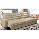 Ver imagem 1 de Sofá Retrátil e Reclinável 3.82m com Molas Ensacadas Cama Inbox Soft Tecido Suede Velusoft Bege