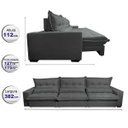 Ver imagem 2 de Sofá Retrátil e Reclinável 3.82m com Molas Ensacadas Cama Inbox Soft Tecido Suede Velusoft Cinza