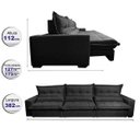 Ver imagem 2 de Sofá Retrátil e Reclinável 3.82m com Molas Ensacadas Cama Inbox Soft Tecido Suede Velusoft Preto