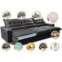 Ver imagem 3 de Sofá Retrátil e Reclinável 3.82m com Molas Ensacadas Cama Inbox Soft Tecido Suede Velusoft Preto