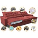 Ver imagem 3 de Sofá Retrátil e Reclinável 3.82m com Molas Ensacadas Cama Inbox Soft Tecido Suede Velusoft