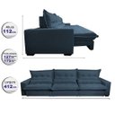 Ver imagem 2 de Sofá Retrátil e Reclinável 4.12m com Molas Ensacadas Cama Inbox Soft Tecido Suede Velusoft Azul