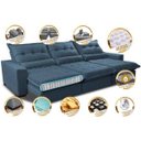 Ver imagem 3 de Sofá Retrátil e Reclinável 4.12m com Molas Ensacadas Cama Inbox Soft Tecido Suede Velusoft Azul