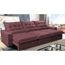 Ver imagem 1 de Sofá Retrátil e Reclinável 3.82m com Molas Ensacadas Cama Inbox Soft Tecido Suede Velusoft Vinho