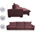 Ver imagem 2 de Sofá Retrátil e Reclinável 3.82m com Molas Ensacadas Cama Inbox Soft Tecido Suede Velusoft Vinho