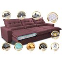 Ver imagem 3 de Sofá Retrátil e Reclinável 3.82m com Molas Ensacadas Cama Inbox Soft Tecido Suede Velusoft Vinho
