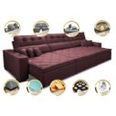 Ver imagem 3 de Sofá Retrátil e Reclinável 3.82M Austin com Molas No Assento Tecido Suede Velusoft Vinho