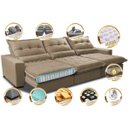 Ver imagem 3 de Sofá Retrátil e Reclinável 4.12m com Molas Ensacadas Cama Inbox Soft Tecido Suede Velusoft