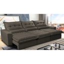 Ver imagem 1 de Sofá Retrátil e Reclinável 4.12m com Molas Ensacadas Cama Inbox Soft Tecido Suede Velusoft Café