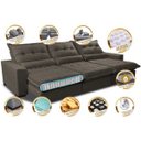 Ver imagem 3 de Sofá Retrátil e Reclinável 4.12m com Molas Ensacadas Cama Inbox Soft Tecido Suede Velusoft Café