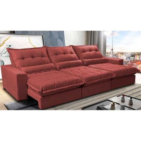Sofá Retrátil e Reclinável 4.12m com Molas Ensacadas Cama Inbox Soft Tecido Suede Velusoft