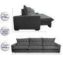Ver imagem 2 de Sofá Retrátil e Reclinável 4.12m com Molas Ensacadas Cama Inbox Soft Tecido Suede Velusoft Cinza