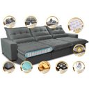 Ver imagem 3 de Sofá Retrátil e Reclinável 4.12m com Molas Ensacadas Cama Inbox Soft Tecido Suede Velusoft Cinza