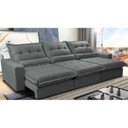 Ver imagem 1 de Sofá Retrátil e Reclinável 4.12m com Molas Ensacadas Cama Inbox Soft Tecido Suede Velusoft Cinza