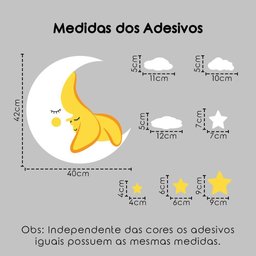 Adesivo de Parede Infantil Lua Nuvens Estrelas Laranjas - 6