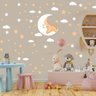 Adesivo de Parede Infantil Lua Nuvens Estrelas Laranjas - 2