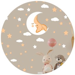Adesivo de Parede Infantil Lua Nuvens Estrelas Laranjas - 1