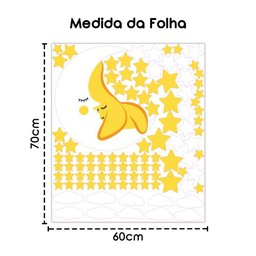 Adesivo de Parede Infantil Lua Nuvens Estrelas Laranjas - 5