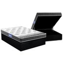 Ver imagem 1 de Cama Box Baú Casal: Colchão Espuma Probel D20 Guarda Costas Resistente Black + Base CRC Suede Black(