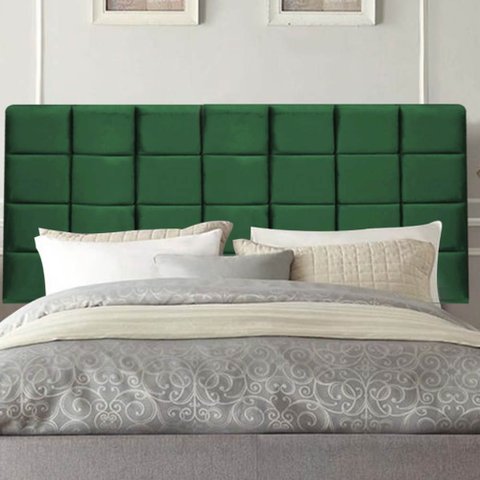 Painel Estofado Luxo Clara 90cm Solteiro para Cama Box Suede Verde Musgo - Gat Magazine