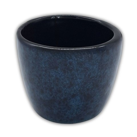 Vaso Cerâmica Kalanchoe (06) Azul com Preto Burguina