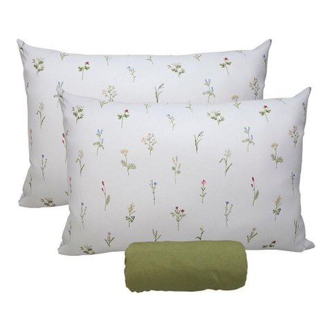 Jogo de Cama Portallar King Malha 100% Algodão Premiun Classic Vitoria 3 Peças Verde Pedra