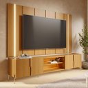 Ver imagem 1 de Rack para Sala com Painel para TV 75 pol com LED 243cm Novare C04 Naturale - Lyam Decor