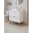 Ver imagem 2 de Gabinete para Banheiro com Tampo Cuba e Espelho 60cm Retro Mdf Branco Milano - On Móveis